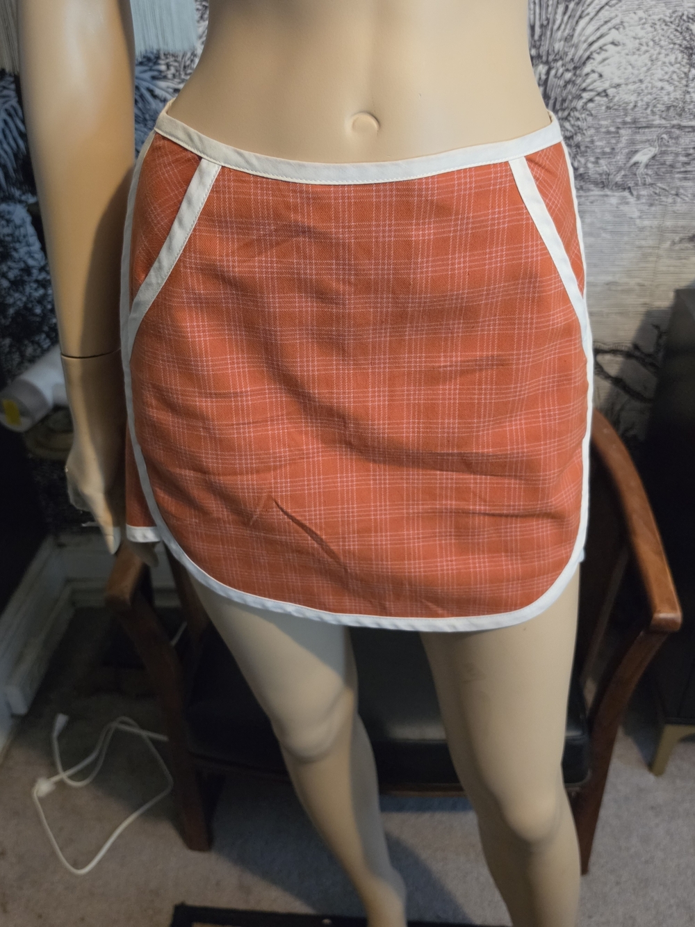 Urban Outfitters Retro Orange Plaid Mini Skirt – Size S